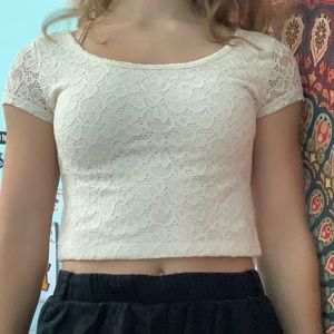 White cropped lace top